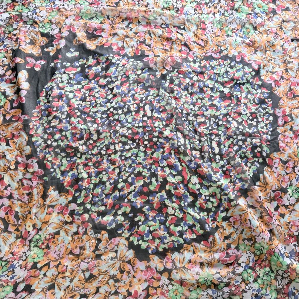 Natasha Couture Polyester Mulitcolored Sheer Floral Heart Scarf Wrap 52" x 51" - Picture 4 of 8